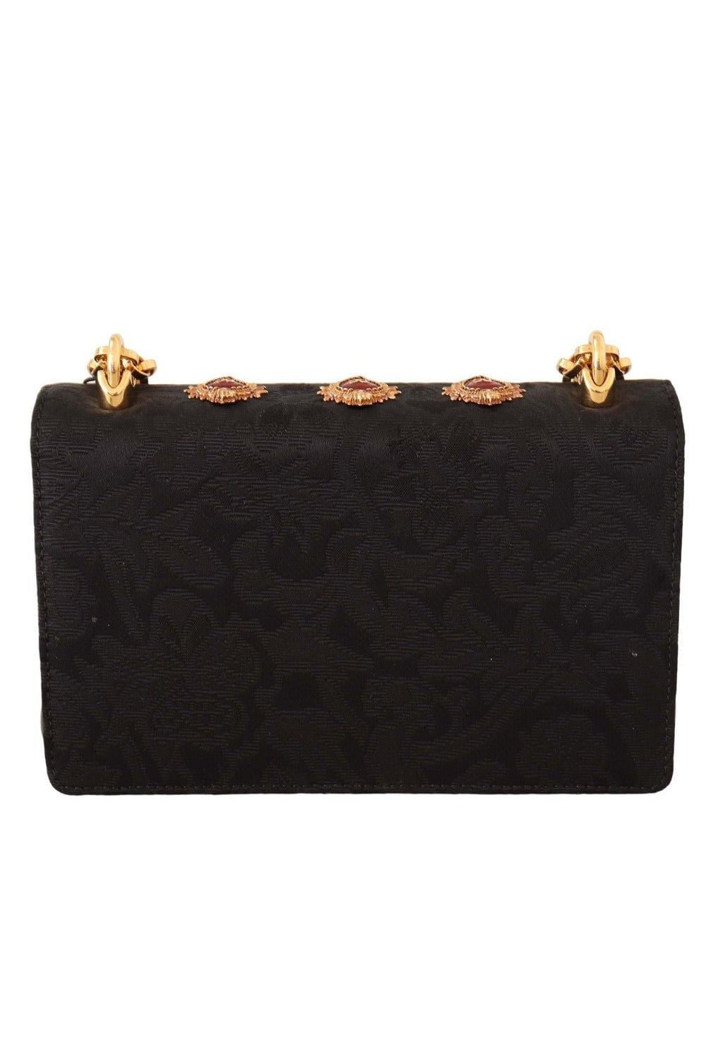 DOLCE & GABBANA-Floral Crystal Shoulder Bag-BLACK