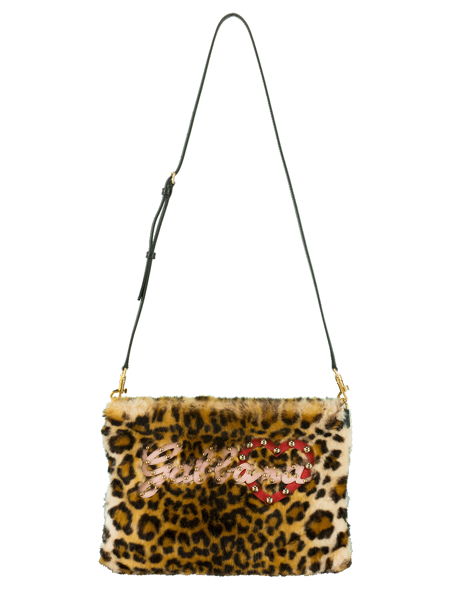 DOLCE & GABBANA-Furry Leo Print Crossbody-BLK/NAT