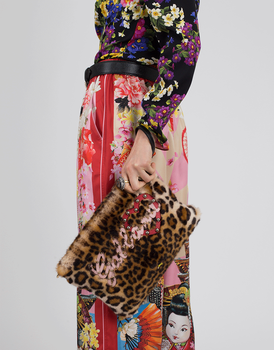 DOLCE & GABBANA-Furry Leo Print Crossbody-BLK/NAT