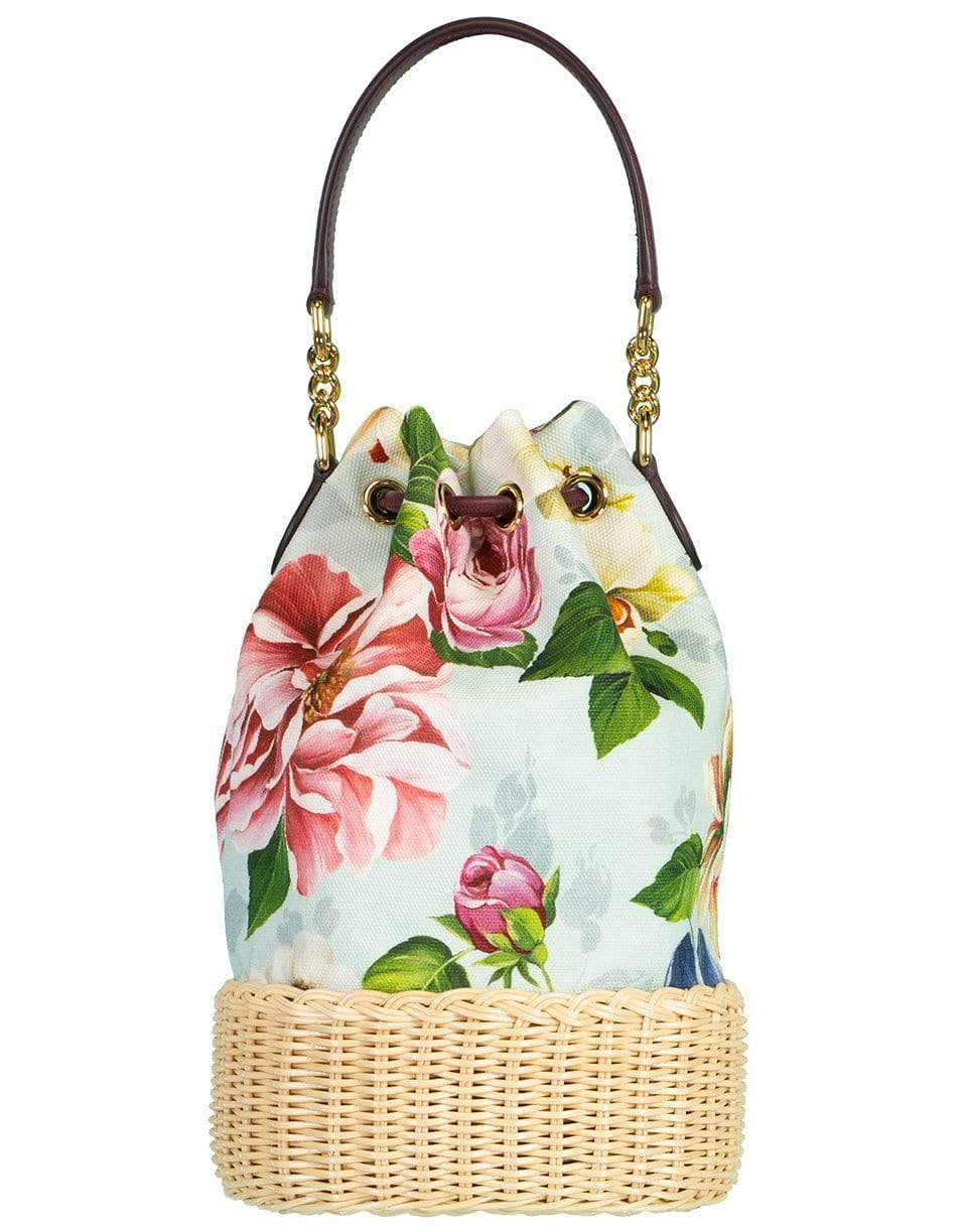 DOLCE & GABBANA-Floral Print Bucket Bag-BLUE
