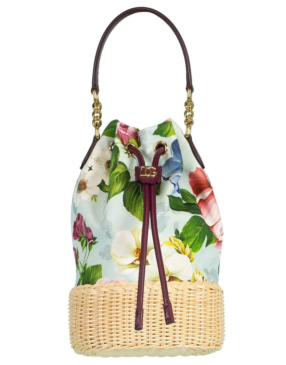 DOLCE & GABBANA-Floral Print Bucket Bag-BLUE
