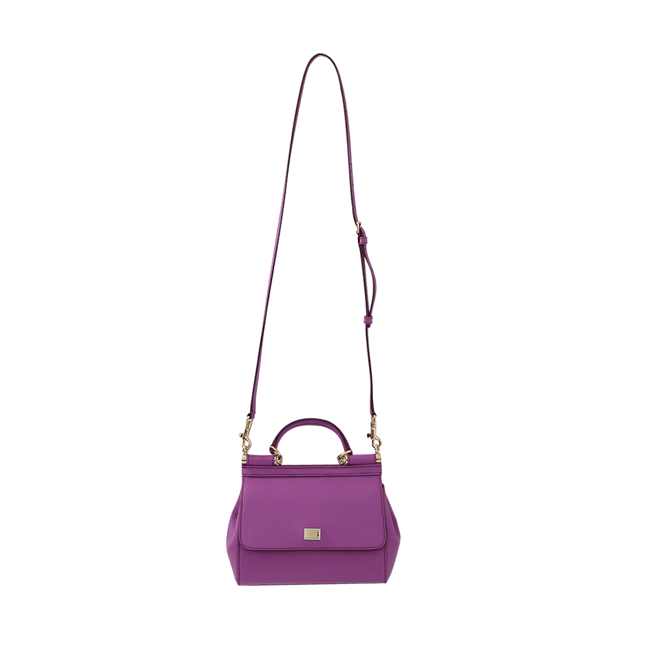 DOLCE & GABBANA-Dauphine Print Mini Sicily Bag-CYCLAMEN