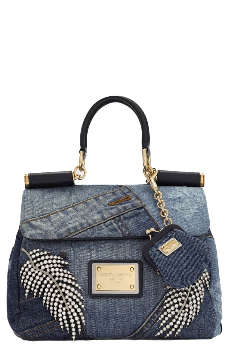 DOLCE & GABBANA-Small Sicily Bag - Patchwork Denim-DENIM