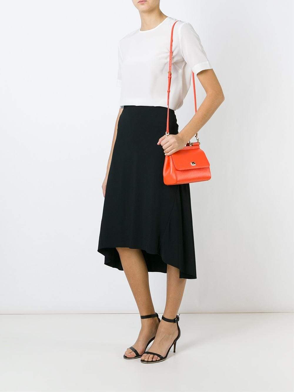 DOLCE & GABBANA-Dauphine Print Mini Sicily Bag-MANDARIN