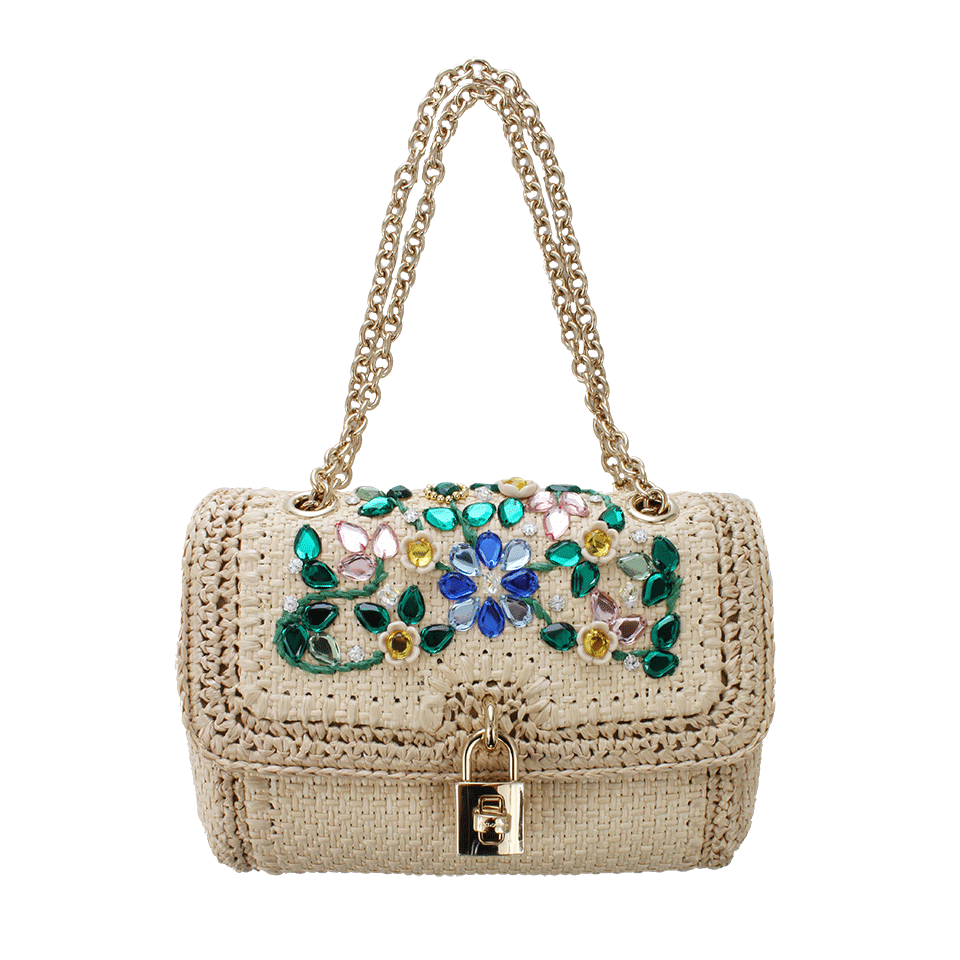 DOLCE & GABBANA-Jewel Embroidered Raffia Bag-