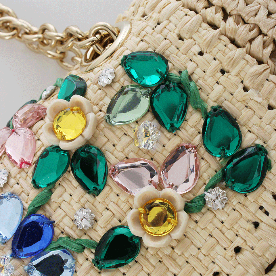 DOLCE & GABBANA-Jewel Embroidered Raffia Bag-