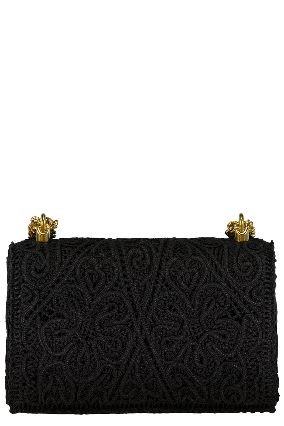 DOLCE & GABBANA-Heart Closure Embroidered Flap Bag-NERO