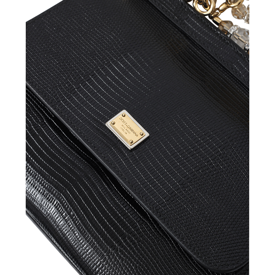 DOLCE & GABBANA-Miss Sicily Jewel Chain Bag-NERO