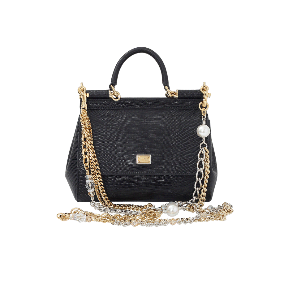 DOLCE & GABBANA-Miss Sicily Jewel Chain Bag-NERO