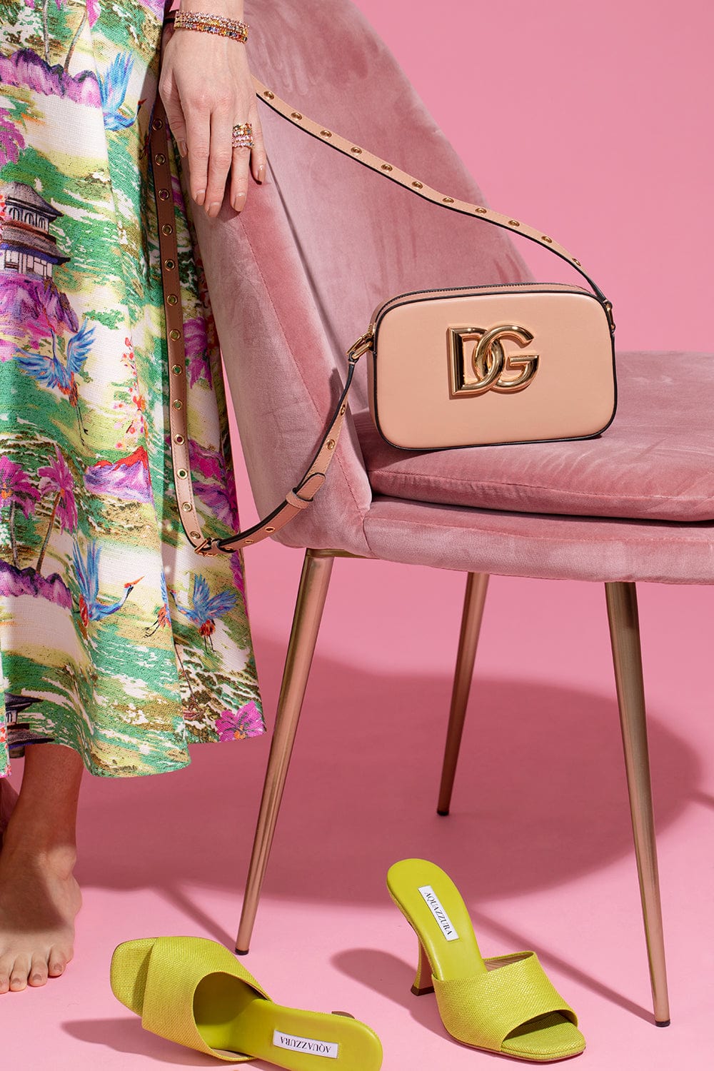 DOLCE & GABBANA-3.5 Leather Crossbody Bag - Antique Pink-PINK
