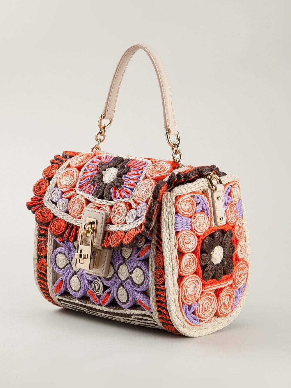 DOLCE & GABBANA-Multi-Colored Front Flap Bag-PRPL/ORG