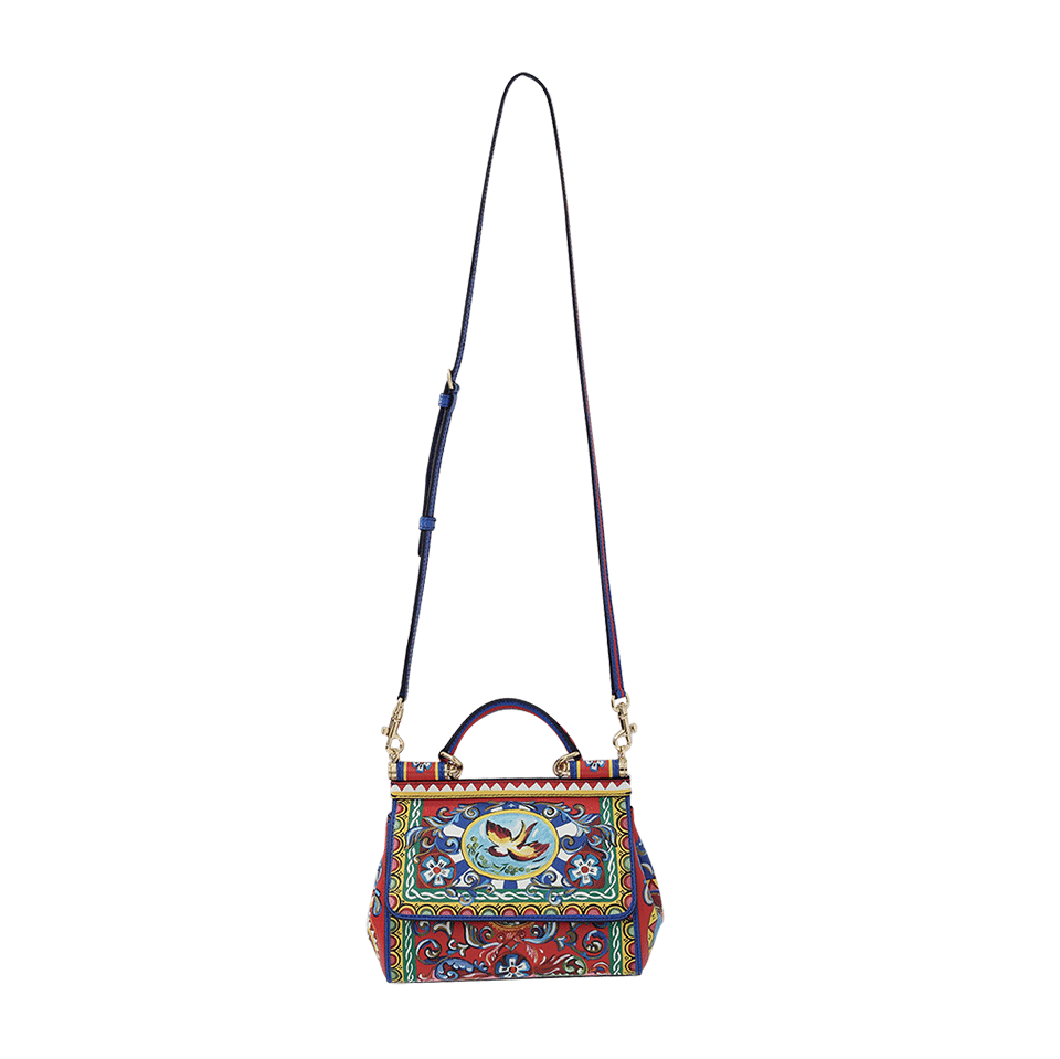 DOLCE & GABBANA-Carretto Print Mini Sicily Bag-RED