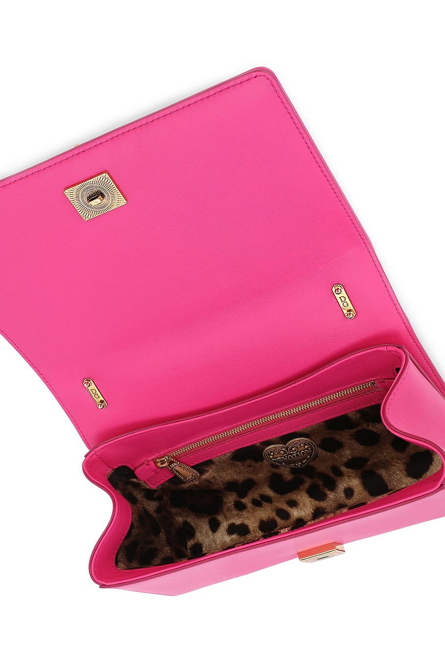 DOLCE & GABBANA-Heart Logo Quilted Pink Flap Bag-ROSA