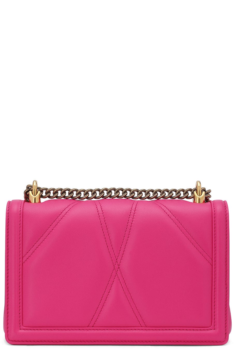DOLCE & GABBANA-Heart Logo Quilted Pink Flap Bag-ROSA