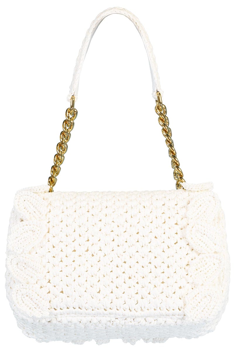 DOLCE & GABBANA-3.5 Raffia Crochet Handbag-WHITE