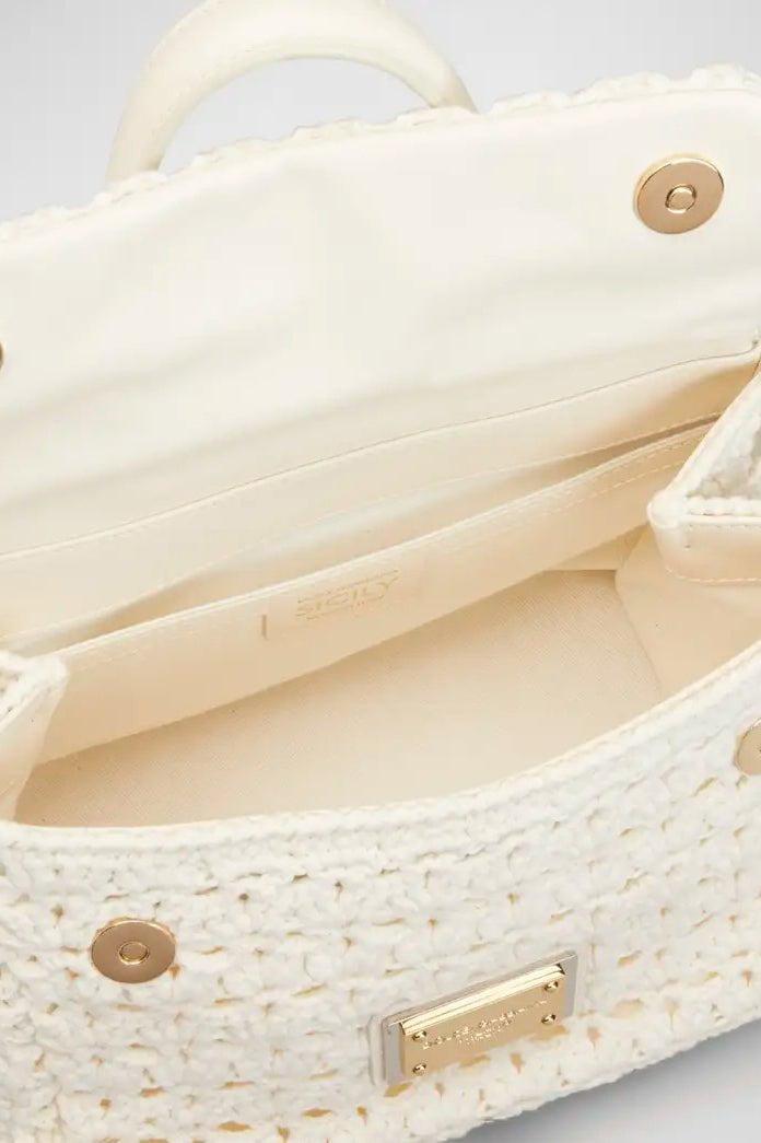 DOLCE & GABBANA-Small Sicily Bag - White Crochet-WHITE
