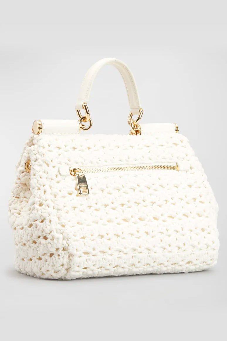 DOLCE & GABBANA-Small Sicily Bag - White Crochet-WHITE