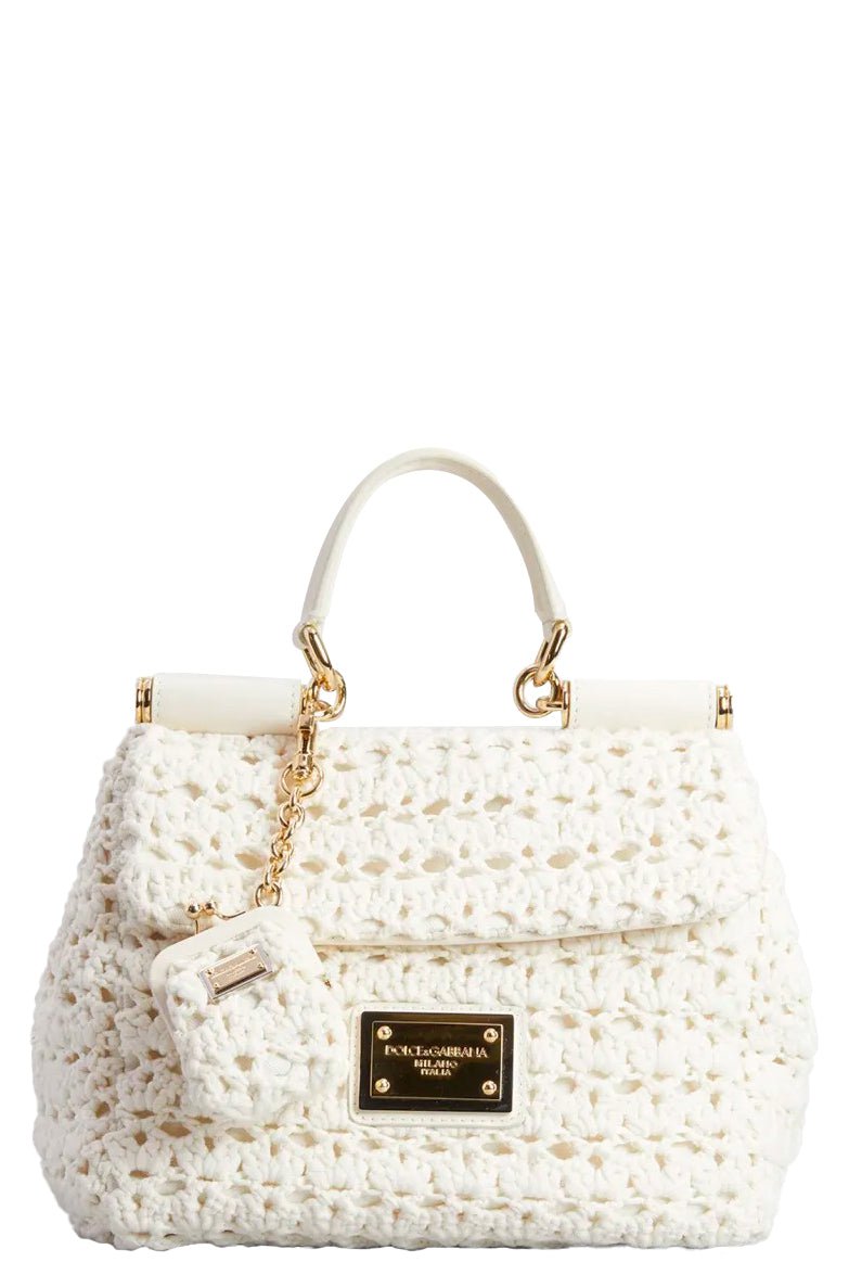 DOLCE & GABBANA-Small Sicily Bag - White Crochet-WHITE
