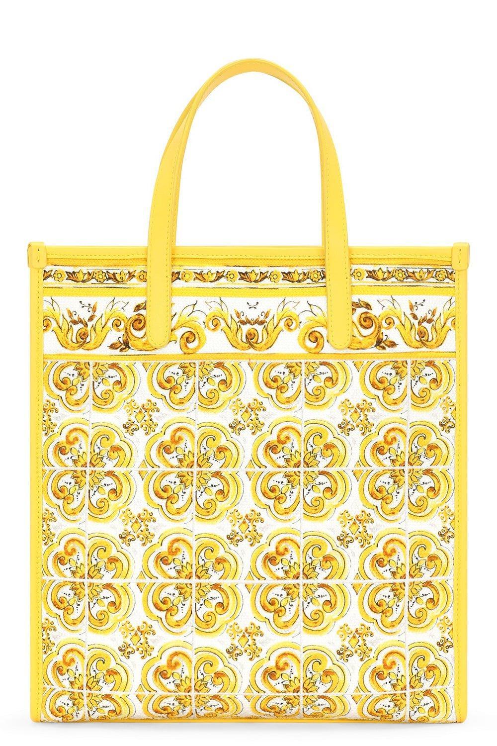 DOLCE & GABBANA-Medium Shopper - Azulejos Giallo-AZUL GIALLO