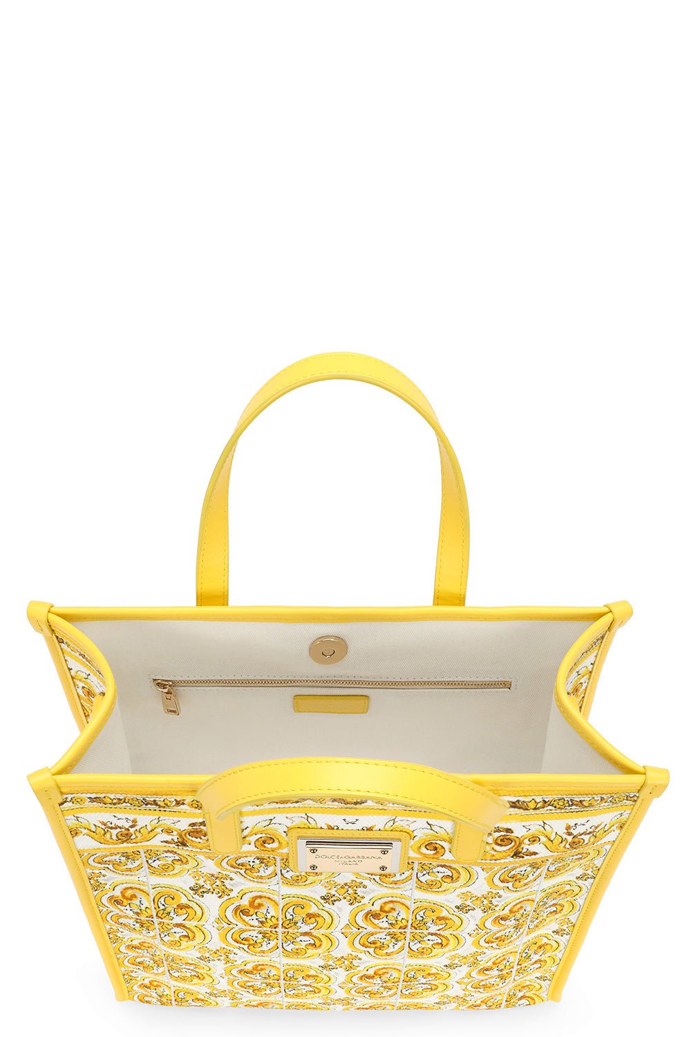 DOLCE & GABBANA-Medium Shopper - Azulejos Giallo-AZUL GIALLO