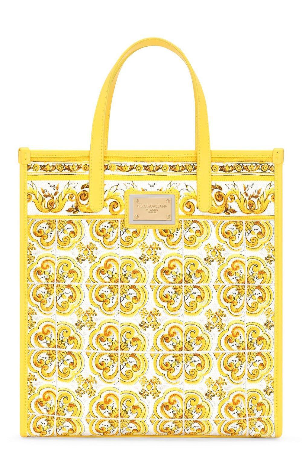 DOLCE & GABBANA-Medium Shopper - Azulejos Giallo-AZUL GIALLO