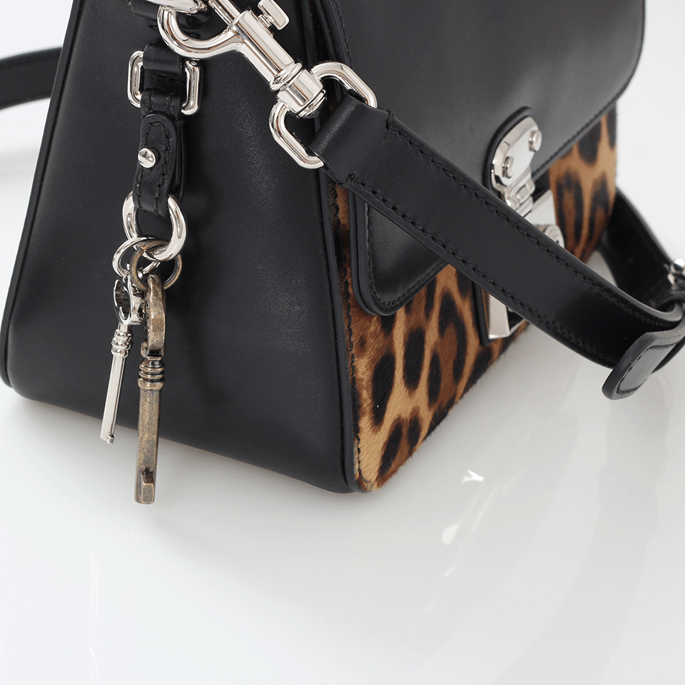DOLCE & GABBANA-Top Handle Shoulder Bag-BEIG/BLK