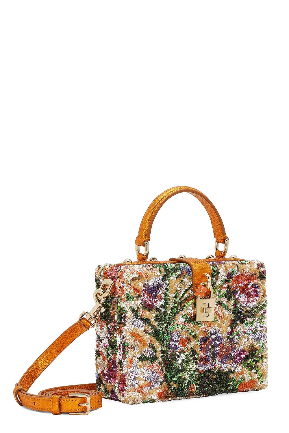 DOLCE & GABBANA-Beaded Floral Hard Box Bag-MULTI