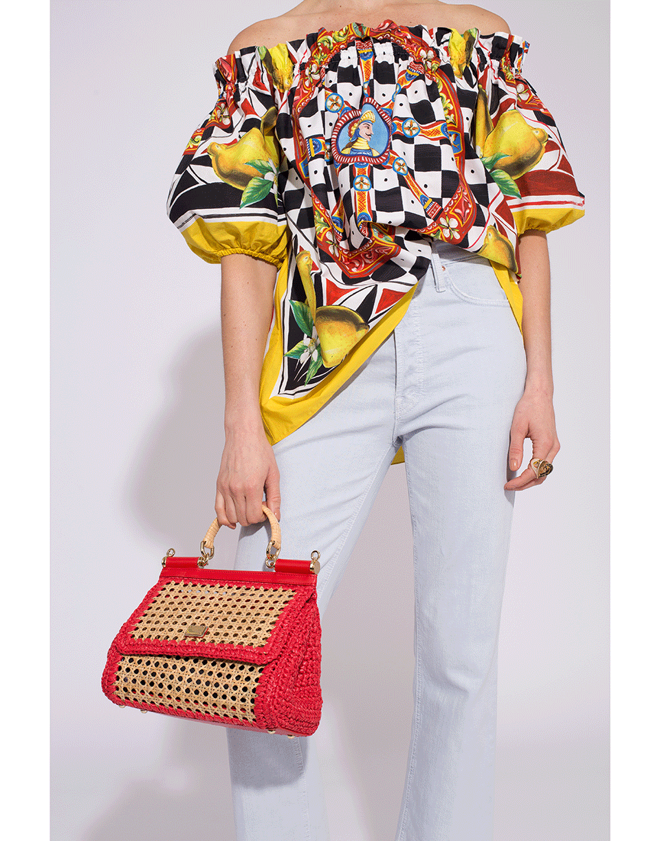 DOLCE & GABBANA-Sicily Medium Top Handle Bag-NAT/RED