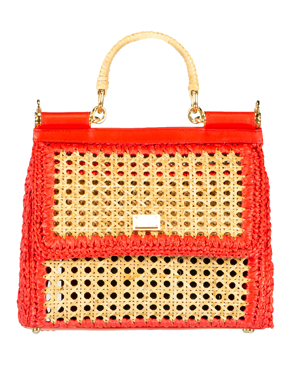 DOLCE & GABBANA-Sicily Medium Top Handle Bag-NAT/RED