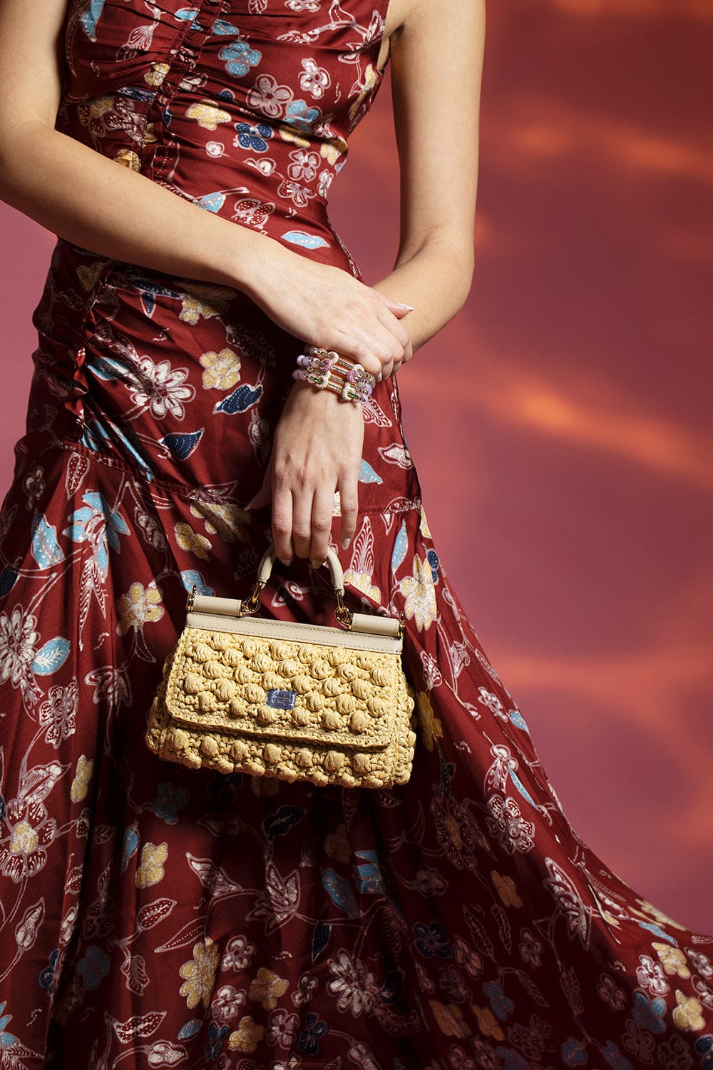 DOLCE & GABBANA-Top Handle Mini Raffia Envelope Bag-NATURAL/BEIGE
