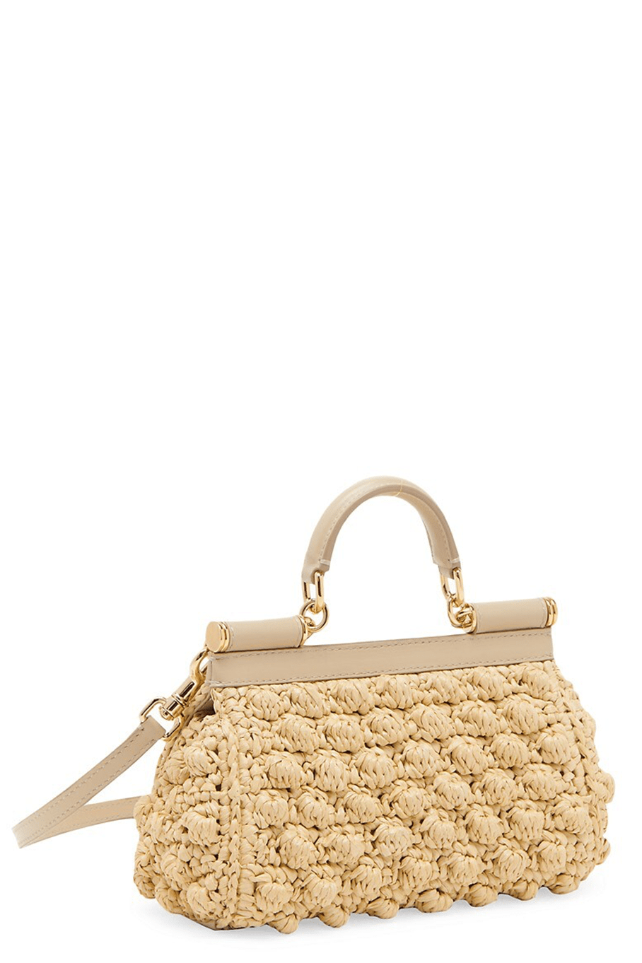 DOLCE & GABBANA-Top Handle Mini Raffia Envelope Bag-NATURAL/BEIGE