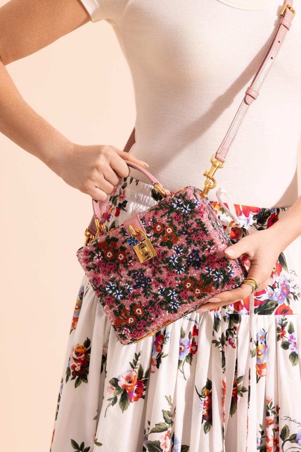 Dolce Box Bag - Embellished Pink Multi-PINK-HANDBAGTOP HANDLE-DOLCE & GABBANA