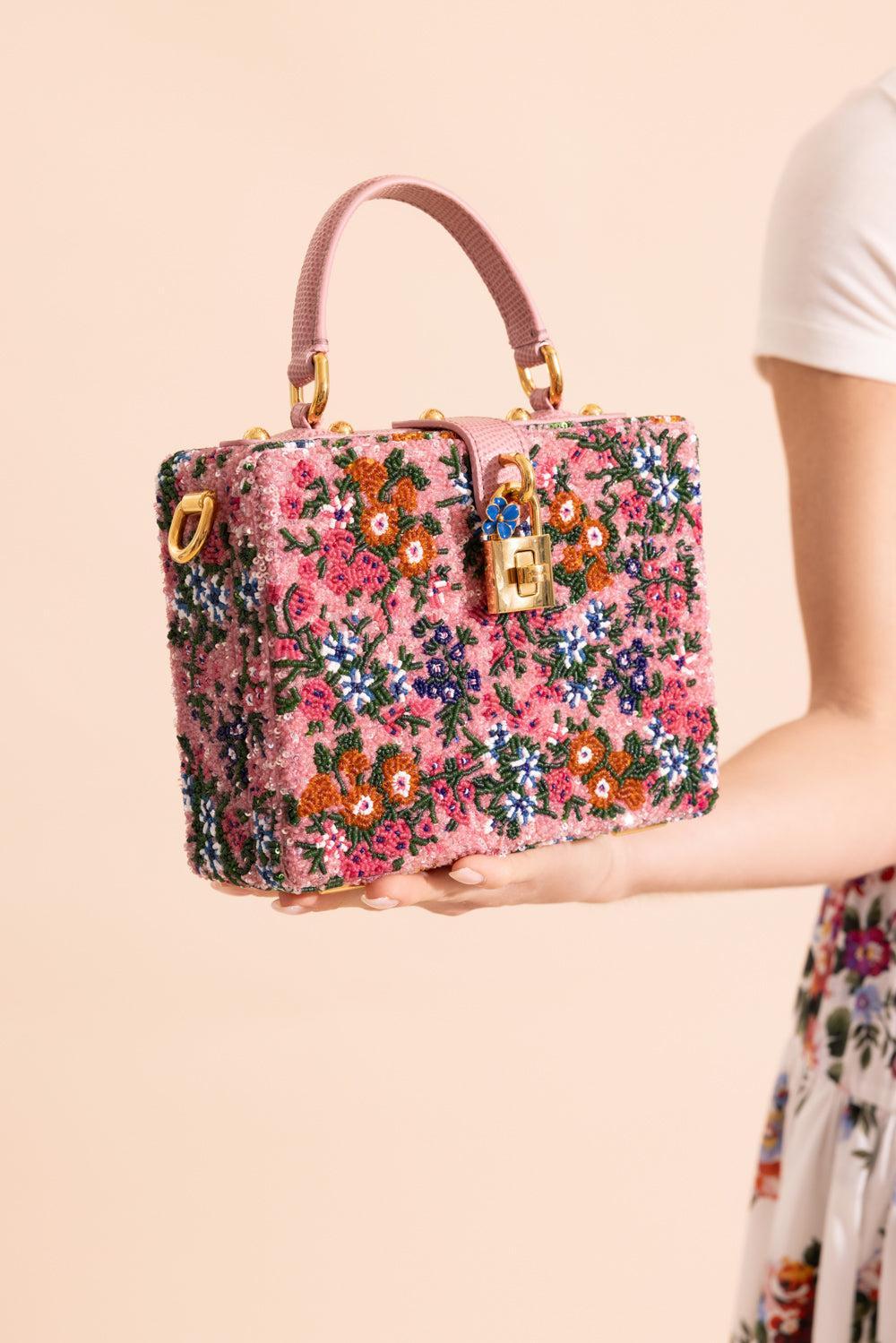 Dolce Box Bag - Embellished Pink Multi-PINK-HANDBAGTOP HANDLE-DOLCE & GABBANA