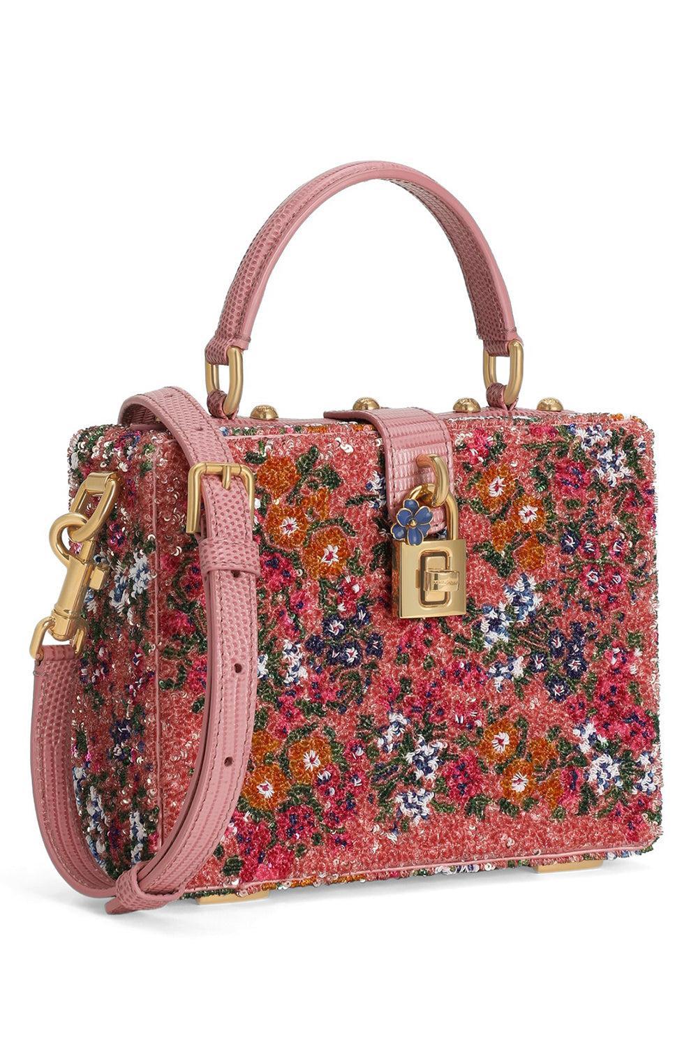 Dolce Box Bag - Embellished Pink Multi-PINK-HANDBAGTOP HANDLE-DOLCE & GABBANA