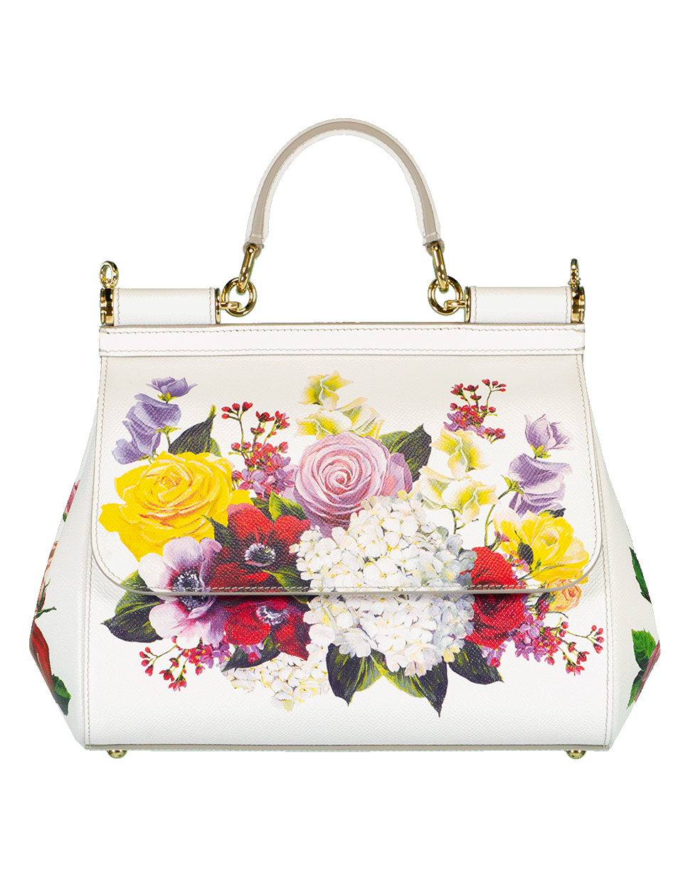 DOLCE & GABBANA-Sicily Medium Top Handle Floral Bag-ROSE/NAT