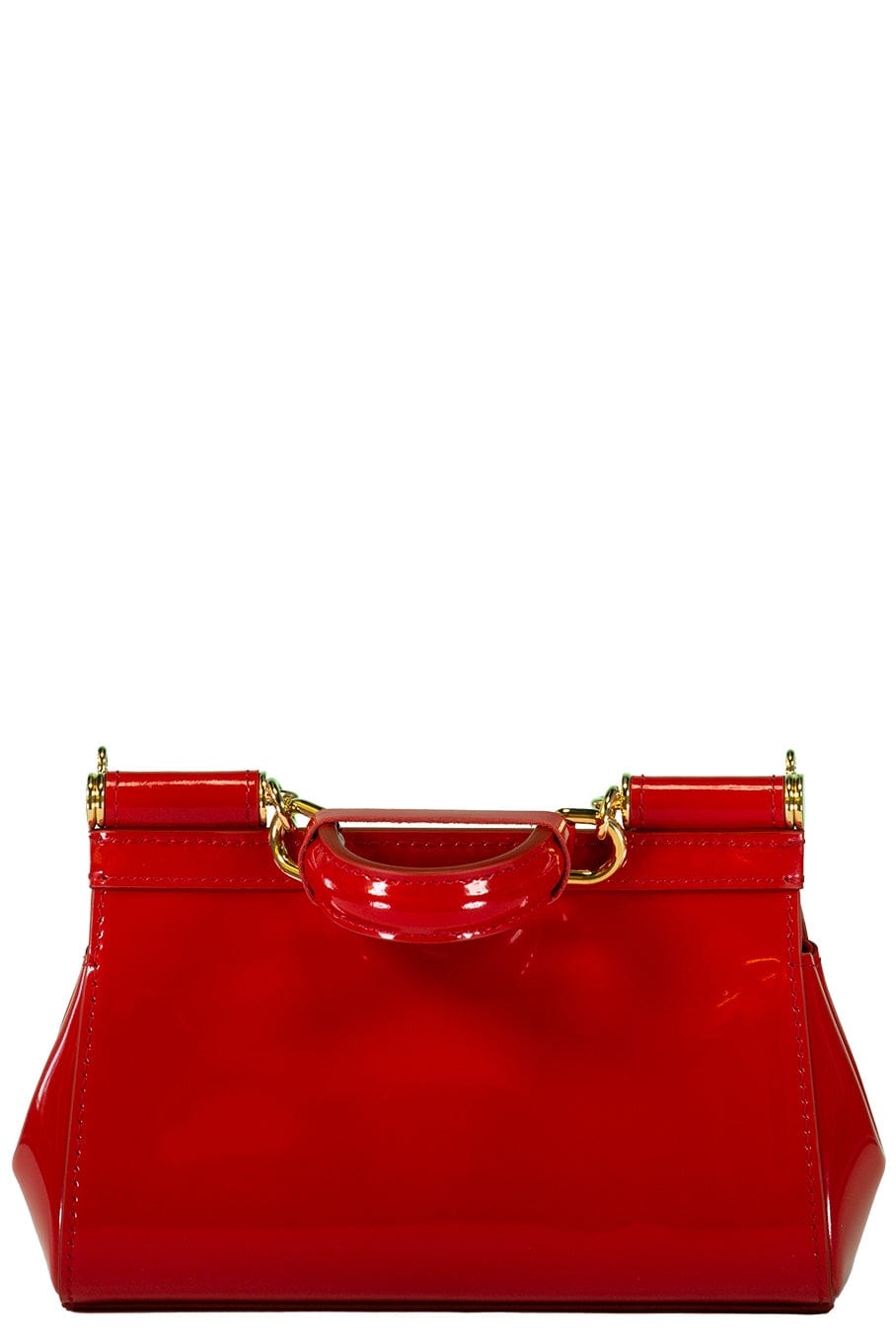 DOLCE & GABBANA-Small Patent Leather Sicily Bag-ROSSO