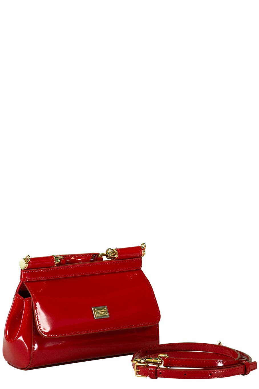 DOLCE & GABBANA-Small Patent Leather Sicily Bag-ROSSO