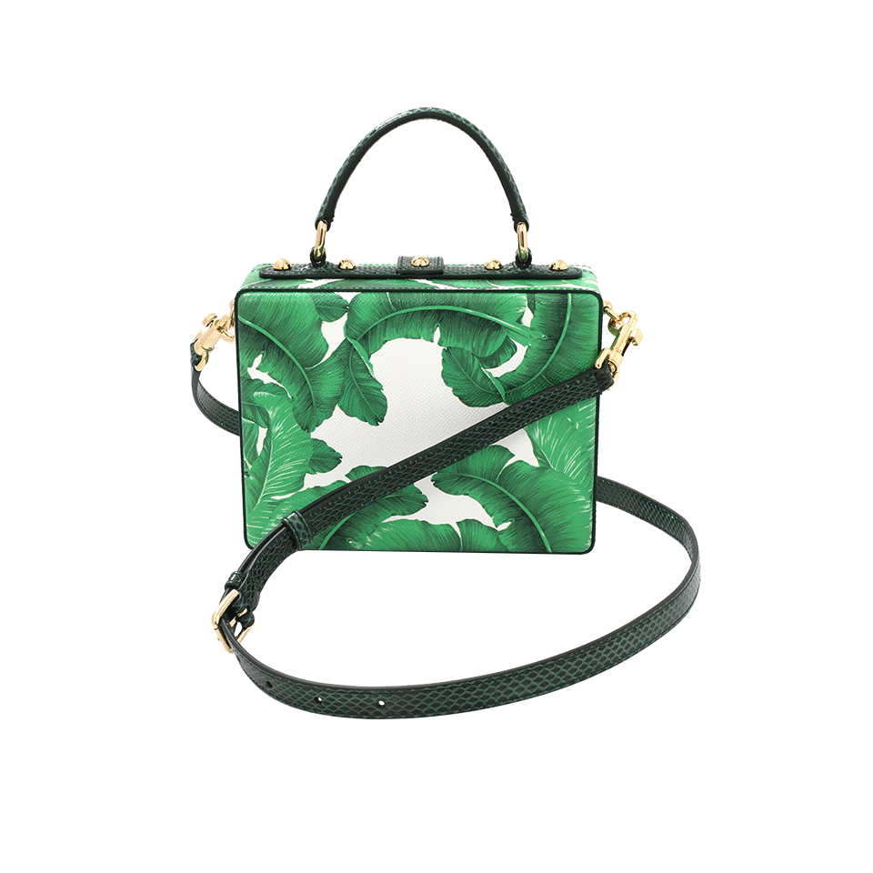 DOLCE & GABBANA-Leaf Print Box Bag-WHT/GRN