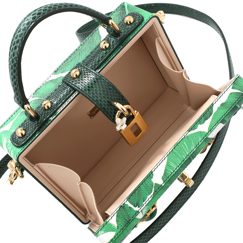 DOLCE & GABBANA-Leaf Print Box Bag-WHT/GRN