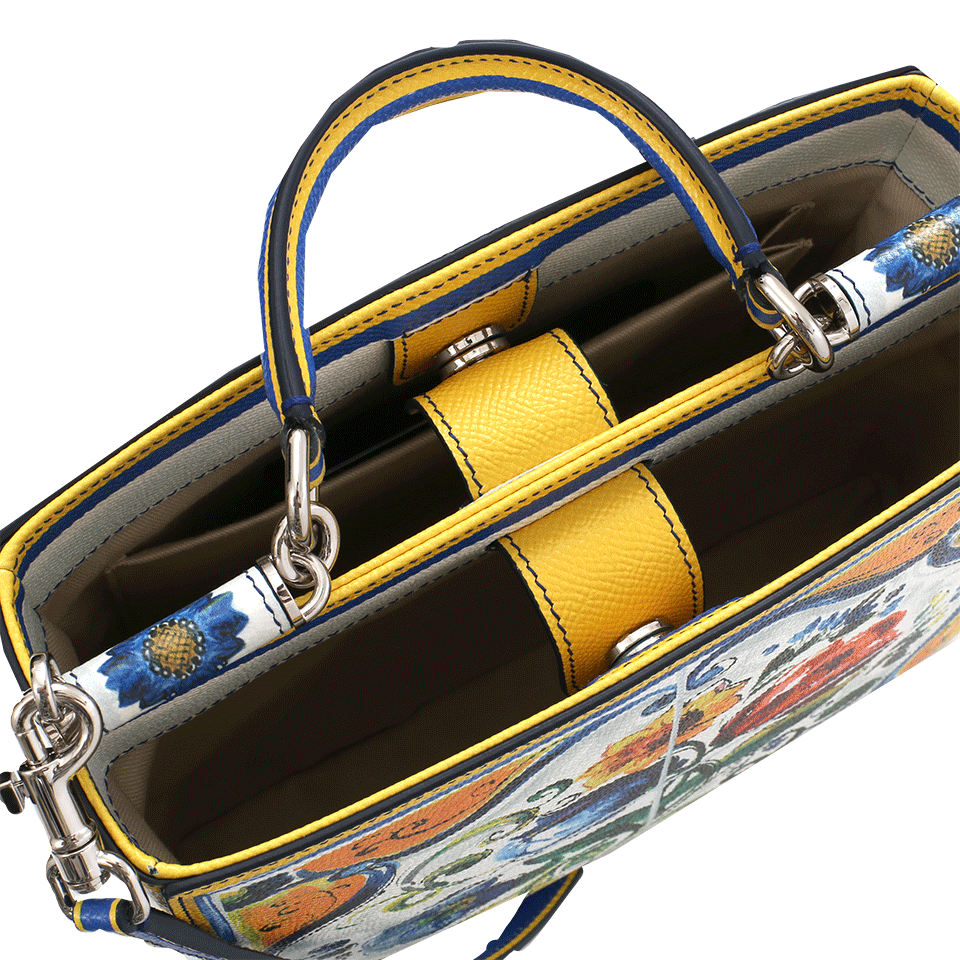 DOLCE & GABBANA-Maiolica Print Box Bag-WHT/MLTI