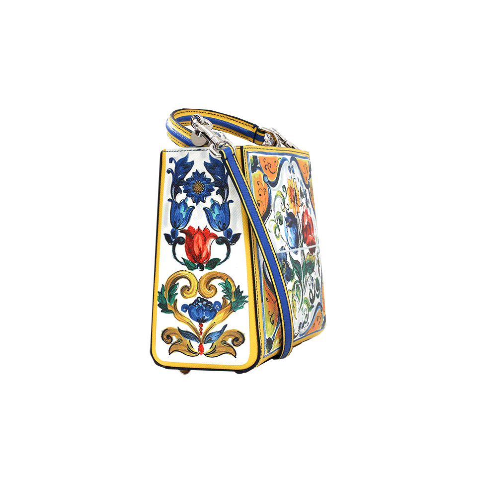 DOLCE & GABBANA-Maiolica Print Box Bag-WHT/MLTI