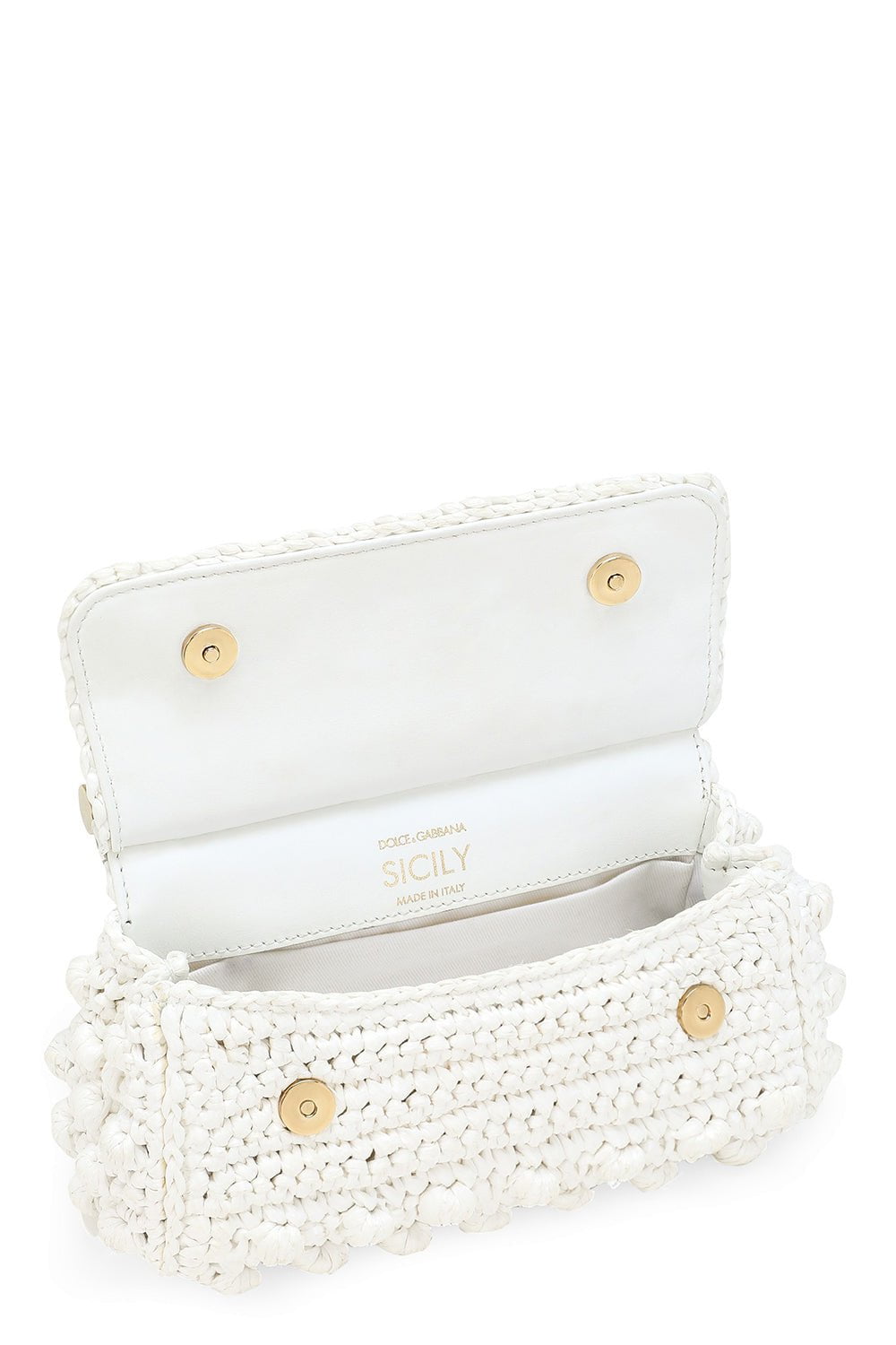 DOLCE & GABBANA-Small Sicily Bag - White Crochet-WHT/WHT