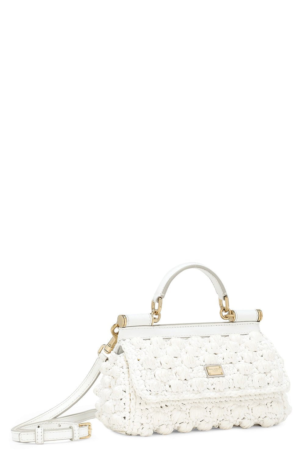 DOLCE & GABBANA-Small Sicily Bag - White Crochet-WHT/WHT