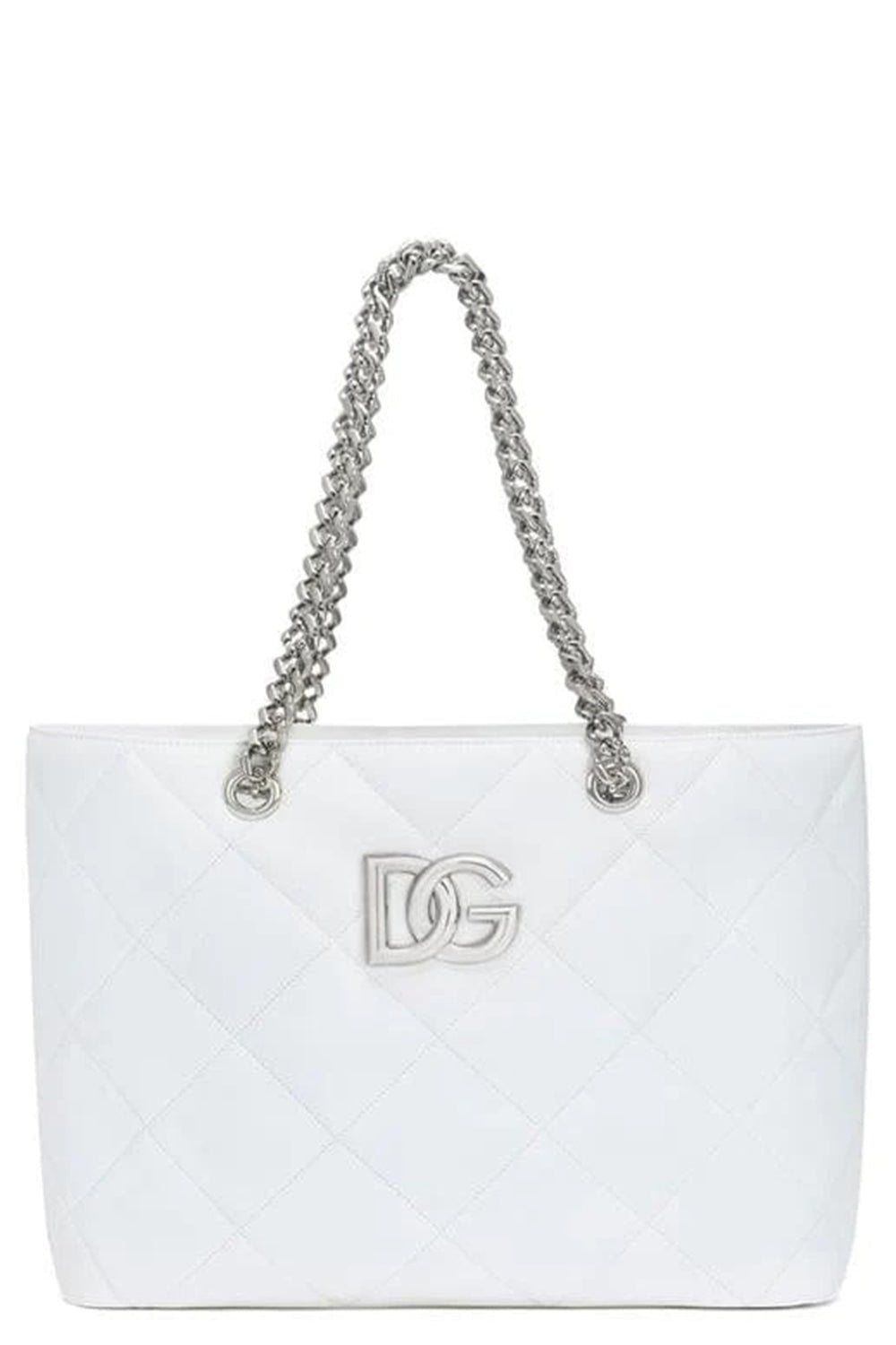 DOLCE & GABBANA-Quilted Tote With Chain Straps-BIANCO