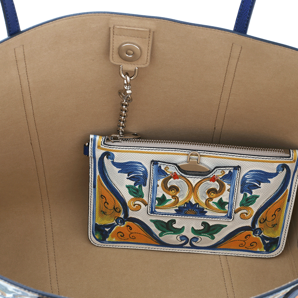 DOLCE & GABBANA-Tile Printed Tote-BLUE