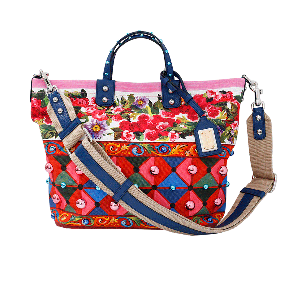 DOLCE & GABBANA-Rose Print Tote Bag-MAIOLICA