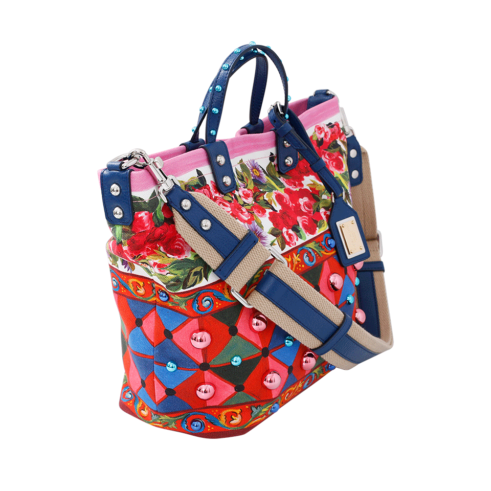 DOLCE & GABBANA-Rose Print Tote Bag-MAIOLICA