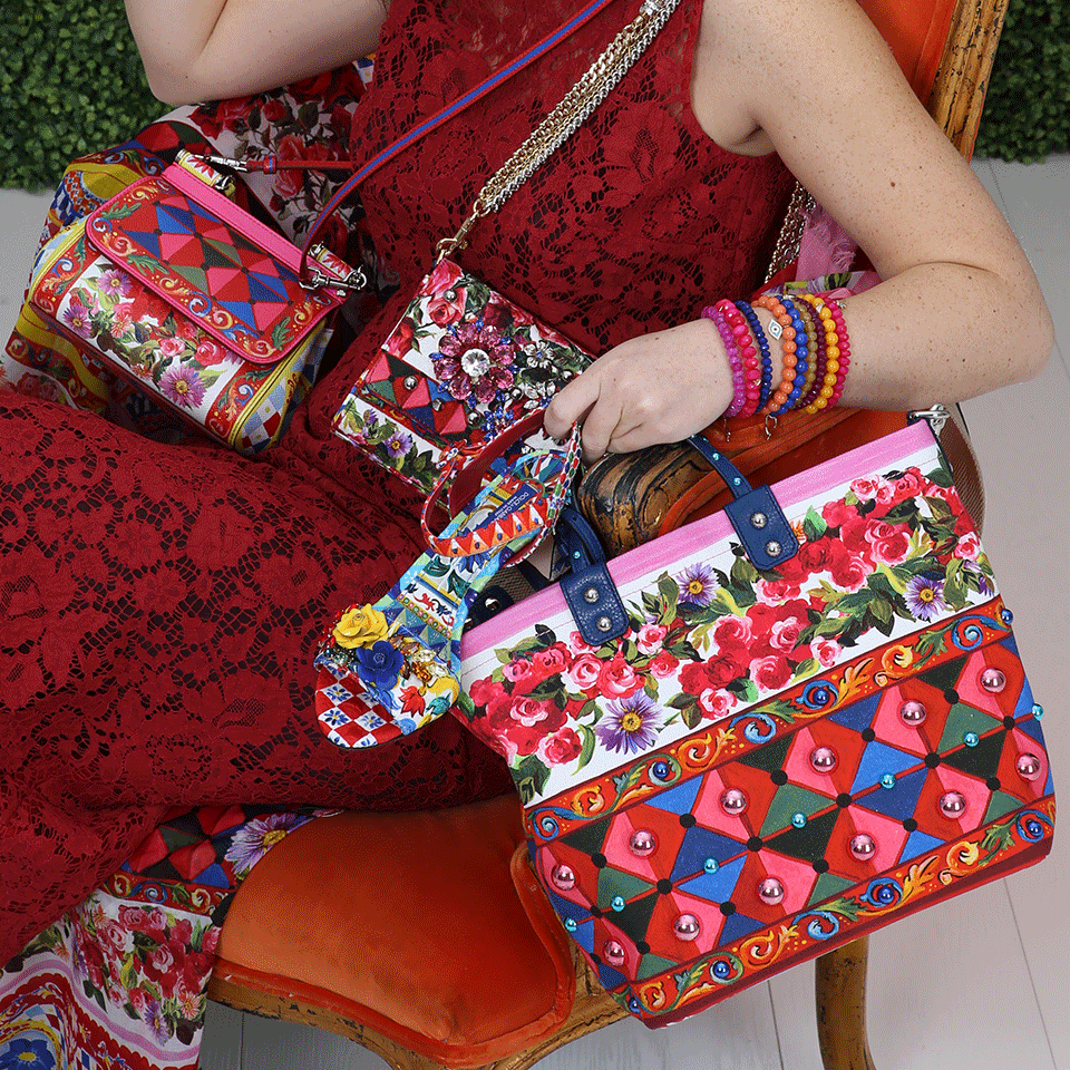 DOLCE & GABBANA-Rose Print Tote Bag-MAIOLICA