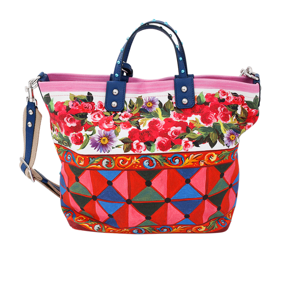 DOLCE & GABBANA-Rose Print Tote Bag-MAIOLICA