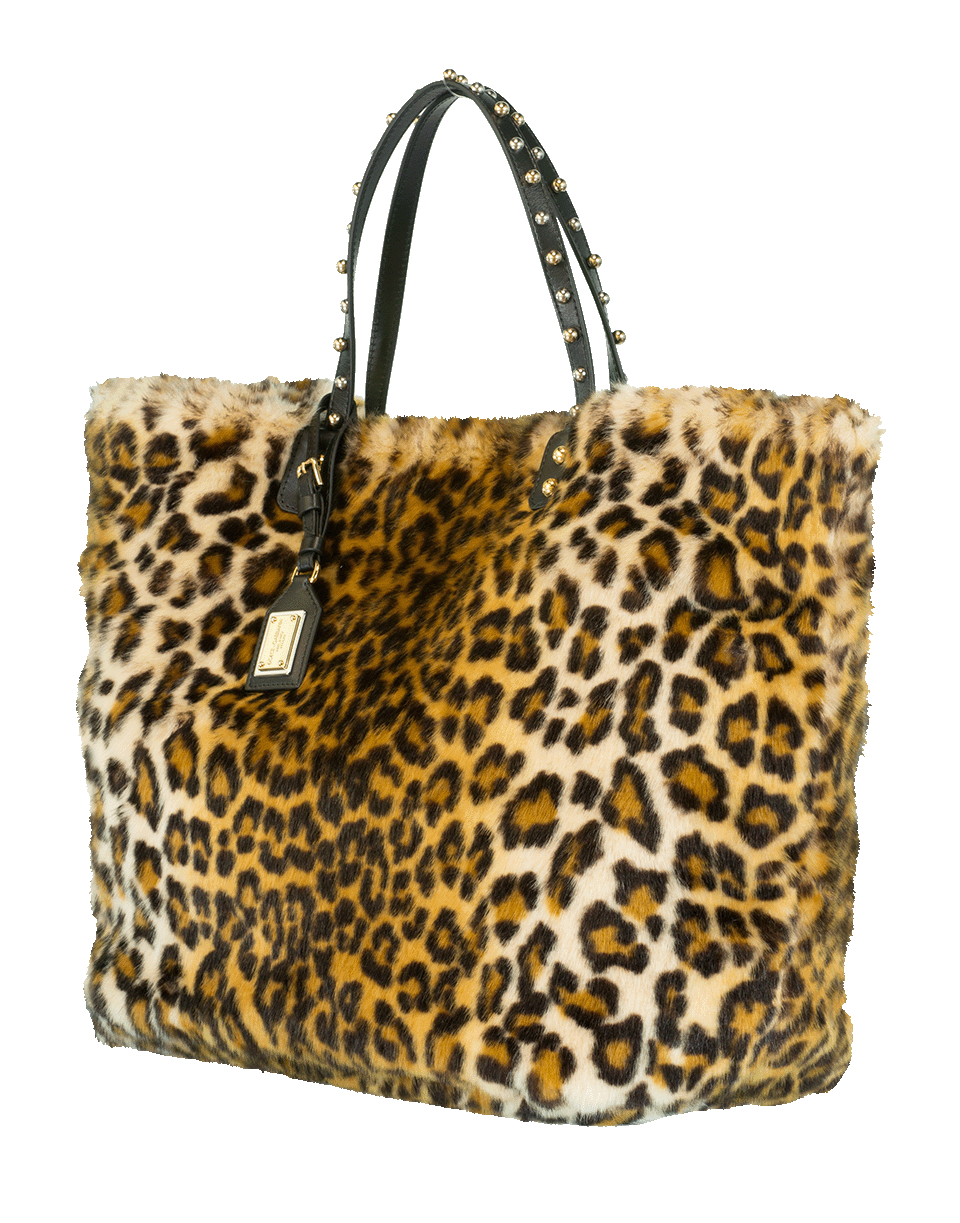 DOLCE & GABBANA-Furry Leo Print Tote-NATURAL